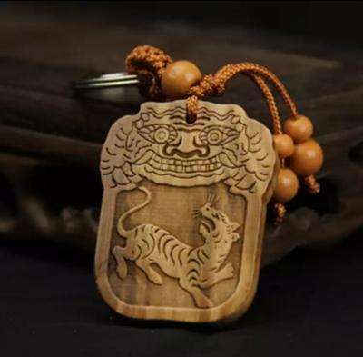 China China wood carved zodiac pendant tiger for sale