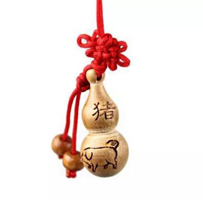 China Chinese Zodiac Wood Carved Squash Pig for sale