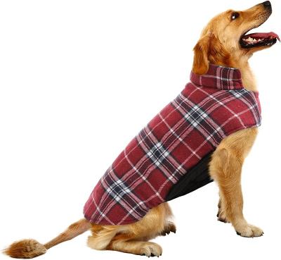 China Manufacturer Wholesale Stocked Waterproof Windproof Thick Padded Winter Dog Jacket Plaid Warm Dog Vest Reversible Dog Coat for sale