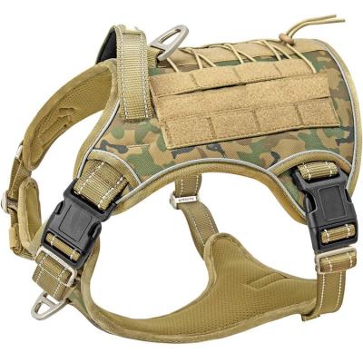 China Wholesale Reflective Padded No Pull Adjustable Dog Vest Tactical Military Service Dog Harness for Walking Hiking Training Training for sale