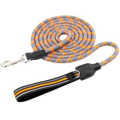 China Manufacturer Reflective Wholesale Soft Nylon Rope Adjustable Reflective Handle Long Dog Leash for sale