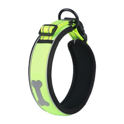 China Factory OEM Logo Custom Adjustable Soft Neoprene Padded Reflective Dog Collar For Large Dogs for sale