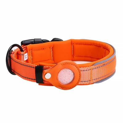 China Reflective Wholesale Adjustable Soft Neoprene Padded Apple AirTag Custom Accessories Logo Nylon Dog Collar for sale