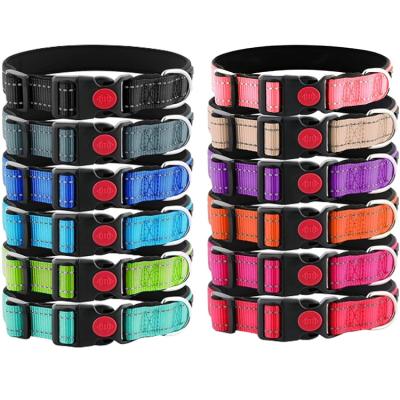 China Factory OEM Logo Custom Reflective Soft Neoprene Padded Safety Buckle Dog Pet Adjustable Collar for sale