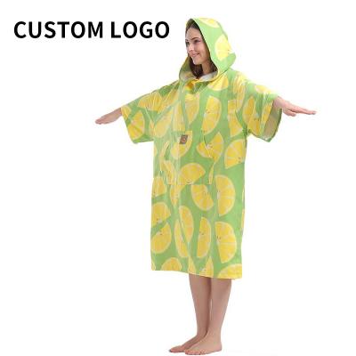 China Custom Made Man Safe For Kids Surfing Outdoor Hooded Robe Poncho Towels Swimming Diving Bathrobe Beach Hide Microfiber Beach Coat for sale