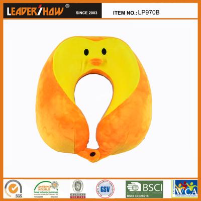 China Memory Custom Design Logo Animal Neck Pillow Soft Memory Foam Yellow for sale