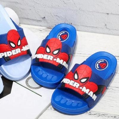 China Waterproof 2020 High Quality PVC Kids Boys Slides Cartoon Spiderman Girls Sandals Slippers Flat Indoor Summer Open Toe Beach for sale