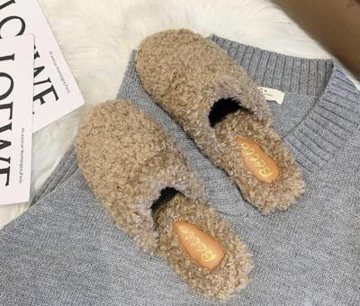 China Fashion Trend 2020 Fashion Women Winter Fur Slippers Open Toe Fluffy Warm Slippers Plush Inside Slips All Color for sale