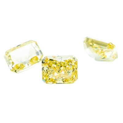 China Glow In The Dark / Phosphorescent Love Ice Cut Yellow CZ Gemstone Rectangle Shape Zircon Stone for sale