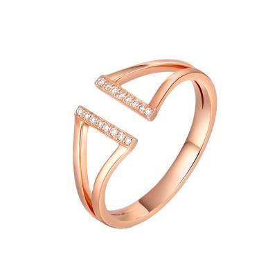 China Custom Cuff Moissanite Ring For Women Rose Gold Ring Female Jewelry Anti-allergy for sale