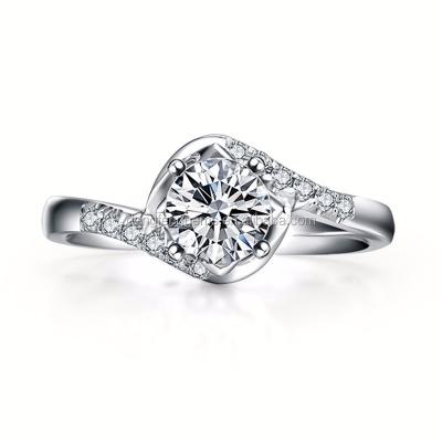 China Wholesale Vintage Jewelry 1ct/2ct/3ct Classic Four Claws Wedding Engagement 925 Sterling Silver Diamond Moissanite Ring for sale