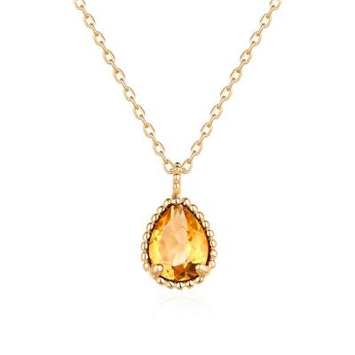 China Wholesale Romantic 925 Sterling Silver Women Fashion Jewelry 18K Gold Plated Garnet Citrine Pendant for sale