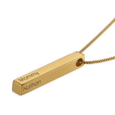 China Personalized Vintage S925 18K Gold Plated 3D Gold Bar Vertical Pendant for sale