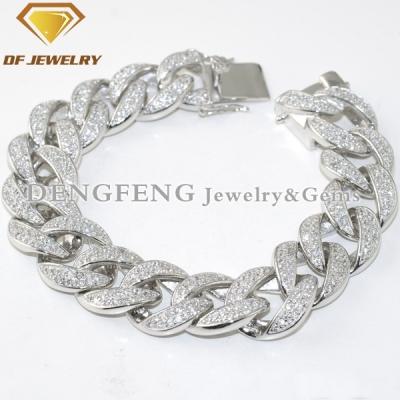 China Stylish S925 Sterling Silver Custom Cheap Bracelet With CZ Stones For Men for sale