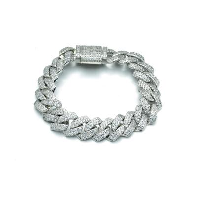 China Vintage Style S925 Moissanite Iced Out Cuban Link Chain Men's Bracelet for sale