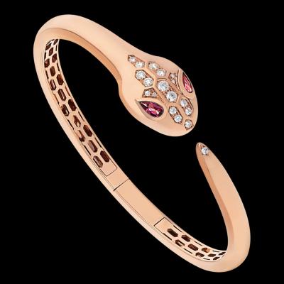 China Snake Red 14K Gold Vintage Shape Plated Cuban Bracelet For Ladies for sale