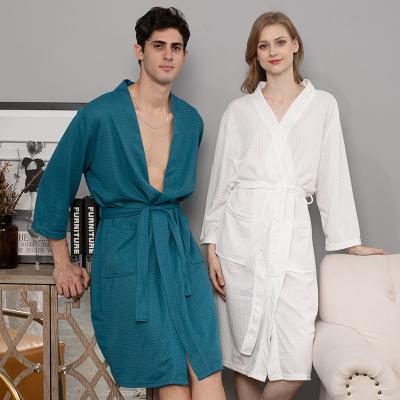 China Breathable Summer Home Hotel Bathrobe Men's Nightgown Couples Slim Men's Bathrobe Women's Cardigan Waffle Bathrobe for sale