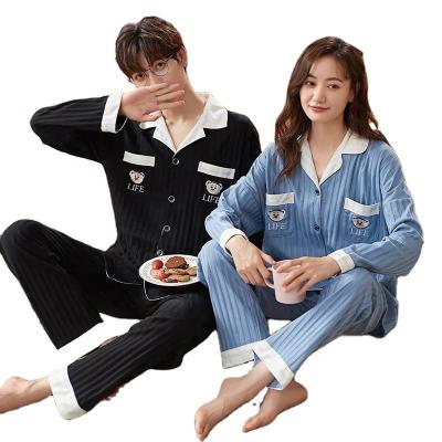 China Thermal Wholesale Cotton Pijama Winter Couples Long Sleeve And Pants Set Lovely Casual Pajamas For Men And Women for sale