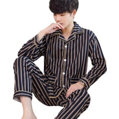 China Thermal Men Knit Cotton Pajamas Set Soft Two-piece Good Quality Korean Pijamas Nightgowns for sale