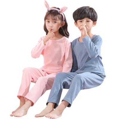 China Winter Thin Thermal Underwear Children Sleepwear Thermal Kids Velvet Candy Color Solid Pajamas for sale