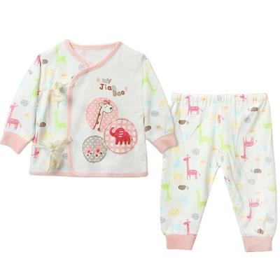 China New Design 100% Cotton Spring Long Sleeve Round Neck Antibacterial 2 Piece Baby Clothes for sale