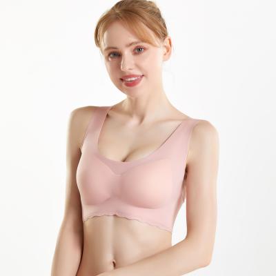 China QUICK DRY Breathable Comfortable Easy Ice Sleep Leisure Traceless Silk Latex Laser Cut One Piece Seamless Bra for sale