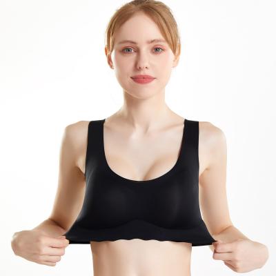 China QUICK DRY In Stock Seamless Padded Top Bra Women Lady Sleep Bra Women Latex Ice Silk Padded Seamless Bra for sale