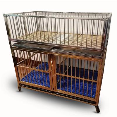 China Dogs 4 Sizes Premium Heavy Duty Stainless Steel Dog Crate Crate Kennel For Small Size Dogs for sale