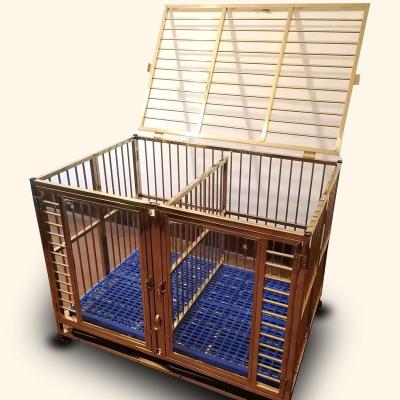 China Dogs Stainless Steel Four Wheel Dog Cage With Glass Easy To Clean for sale