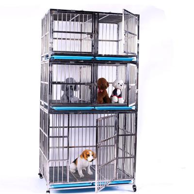 China Heavy Duty Dogs Dog Cages Combination Dog Crate Three And Five Doors Stainless Steel Stackable Floors for sale