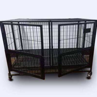 China Outdoor Dogs Metal Dog Cage Kennel Double Door Wire Folding Double Layer Dog Crate for sale