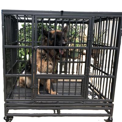 China Dogs Galvanized Square Tube Dog Cage Powder Coated Single Door With Wheels Skylight Cage for sale