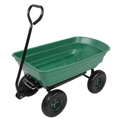 China Garden Transport Four Wheels Garden Dump Cart For Transport Green for sale