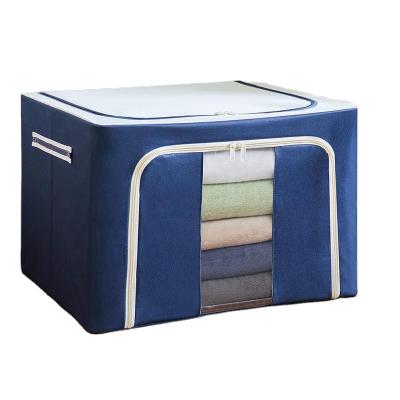 China Viable good quality collapsible large size transparent clothing fabric storage box with zipper for sale