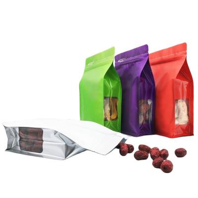 China Custom High Barrier Zipper Powder Flat Bottom Pouch Tea Tote Bag With Side Window for sale