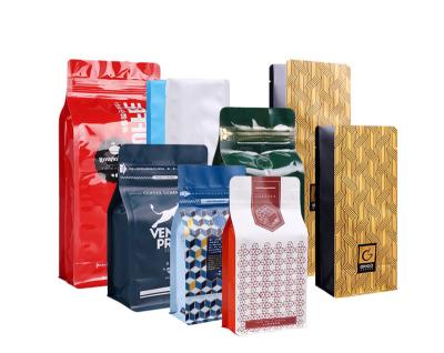 China High Barrier Aluminum Foil Stand Up Flat Square Bottom Zipper Pouch Packaging Bags For Food for sale