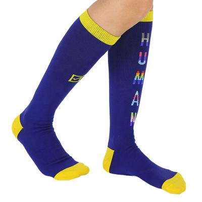 China Antibacterial Knee High Support Crossfit Gym Design Rainbow Compression Socks For Nurse for sale