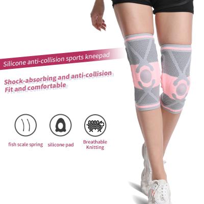 China Elasticity Design 3D Knee Pads Silicone Knee Compression Sleeve Silicone Breathable Nylon Knee Support New for sale