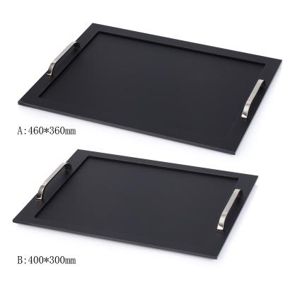 China Pmma Plexiglas Amenities Animal Bed Custom Acrylic Serving Tray Black Acrylic Serving Tray With Stainless Steel Handles for sale