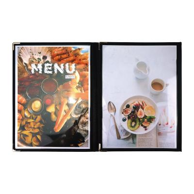 China Modern Plastic A4 Table Stand Menu PVC Menu Holder , Wine List Holder Folding Menu Leather Cover for sale