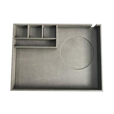 China Blue with Black Color 2021 New Gray Star Hotel Guest Room Fauxleather Storage Tray with Electric Kettle Tea Cups Tea Coffee Bag for Marriot Hotel for sale