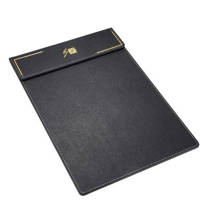 China Self Adhesive High End Hotel Custom Design Black Leather A4 Meeting Pad A4 Notepad For Hotel Meeting Room for sale