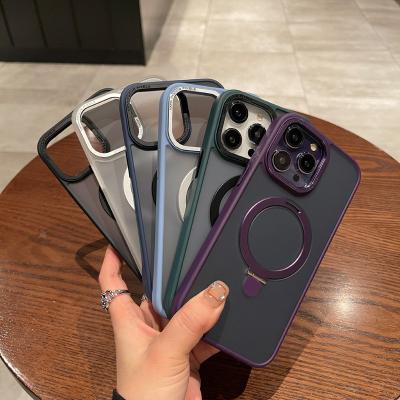 China Magnetic Anti-fingerprint Suction Bracket Case for Apple 14 with new fulcrum Frosted Cover Shell Protector for iphone 14 pro Max Ip13 for sale