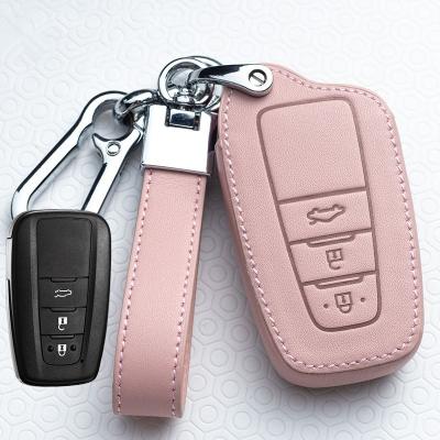 China Protection and Decoration Leather Car Key Cover Case For Toyota Prius Camry Corolla C-HR CHR RAV4 Prado Auris Avensis Crown Revo Accessories for sale