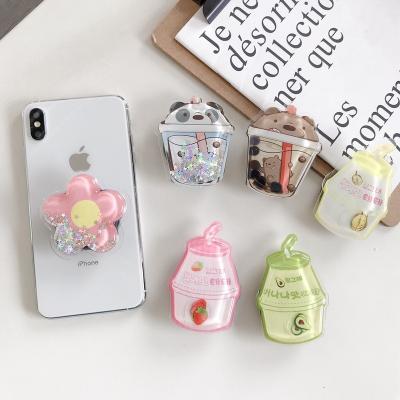 China Lovely Cartoon Waterproof Squishy Quicksand Liquid Kids Phone Holder Portable Bracket Adjustable Folding Stander For iPhone Xiaomi Huawei for sale