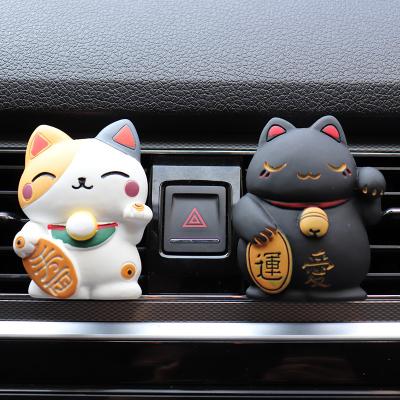 China Car Decoration Lucky Cat Car Air Freshener Fragrance Diffuser Resin Art Car Air Conditioner Outlet Vent Scent Clip Auto Interior Accessories for sale