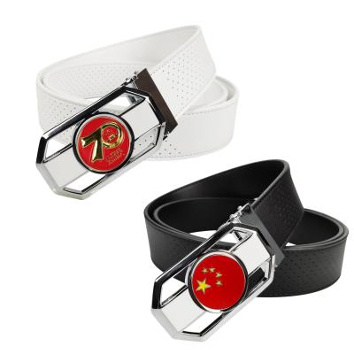 China Custom Duarble Man Logo Golf Leather Belt With Ball Marker for sale