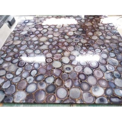 China Wall Decoration Luxury Brazilian Semi Precious Stone Large Brown Agate Slab for sale