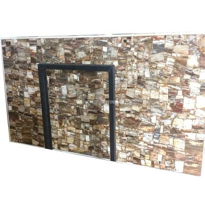 China Interior Wall Flooring Application Tiles Slabs Petrified Wood Brown Agate Price Countertops Fossil Stone for sale