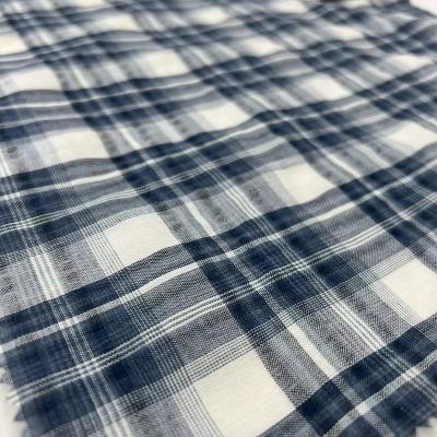 China Wrinkle Resistant Cotton Yarn Dyed Poly Washed Crepe Fabric for sale